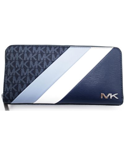 Michael Kors Cooper Logo Stripe And Faux Leather Smartphone Wallet - Blue