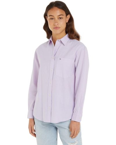 Tommy Hilfiger TJW Solid Linen Blend Shirt Camicette - Viola