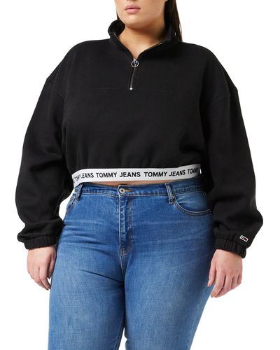 Tommy Hilfiger Tommy Jeans Tjw Crv Super Crop Waistband Sweatshirts - Black