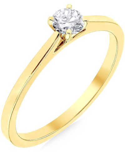 Amazon Essentials Lab Created Yellow Gold 0.25ct Round Cut Diamond Ring Size P - Metallic