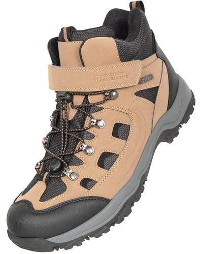 Mountain Warehouse IsoDry Schuhe mit Klettverschluss und elastischen Schnürsenkeln - ideal für Hiking und Trekking Braun - Schwarz