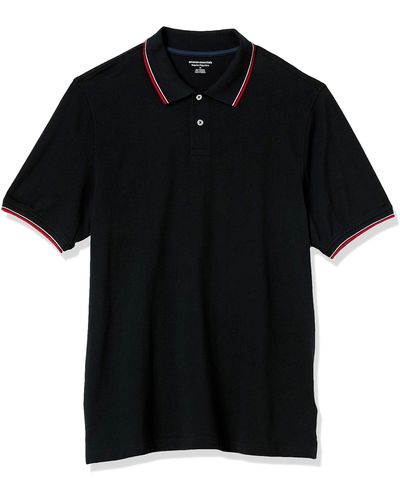Amazon Essentials Regular-Fit Cotton Pique Polo Shirt Camisa - Negro