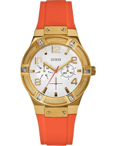 Guess Lady S15 S Analogue Quartz Watch With Rubber Bracelet W0564l2 - Orange
