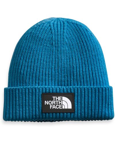 The North Face Logo Box Cuffed Beanie - Blu