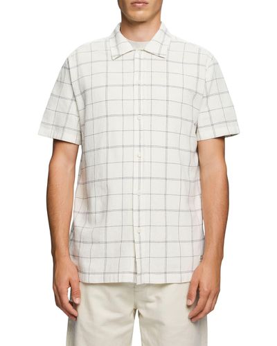 Esprit Kurzarm-Hemd aus 100% Baumwolle - Weiß