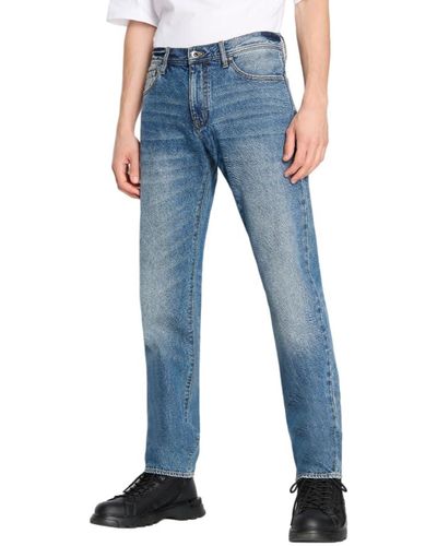Emporio Armani Armani Exchange J16 Straight Fit Non Stretch Cotton Jeans - Blau