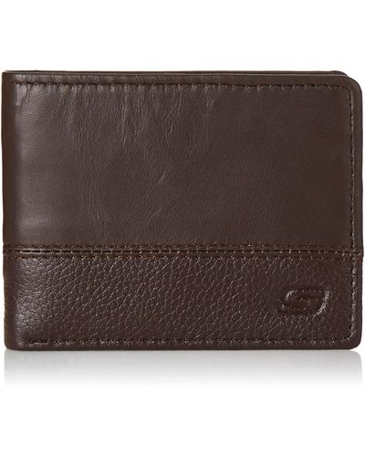 Skechers S Passcase Rfid Leather Wallet With Flip Pocket - Brown