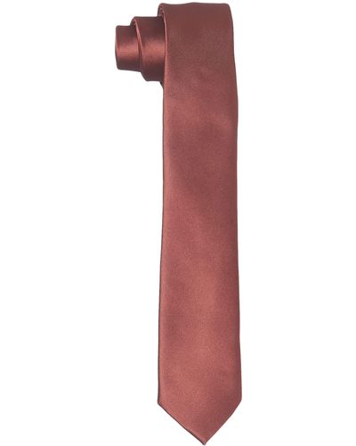 HIKARO Krawatte handgefertigt im Seidenlook 6 cm schmal - Aubergine - Mehrfarbig