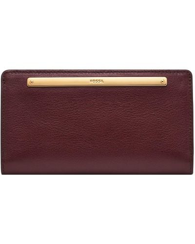 Fossil Bifold Liza flach Leder - Rot