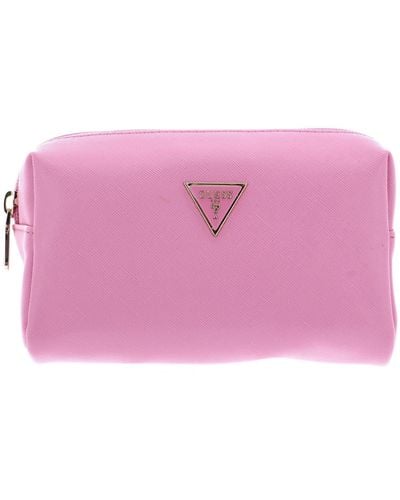 Guess Top Zip Beauty Bag Pink - Rosa