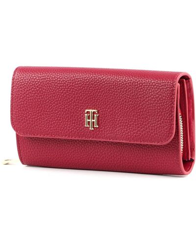 Tommy Hilfiger Th Element Large Flap Wallet Royal Berry - Rood