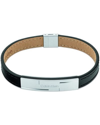 Calvin Klein Bracelet en Cuir pour Collection GRID Noir - 35000056