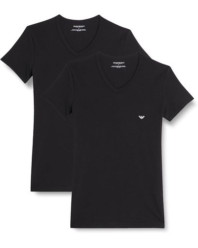 Emporio Armani Underwear 2-Pack V Neck T-Shirt - Schwarz