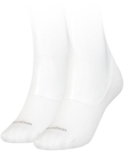 Calvin Klein Cotton Logo No Show Socks 2 Pack Footie - Bianco