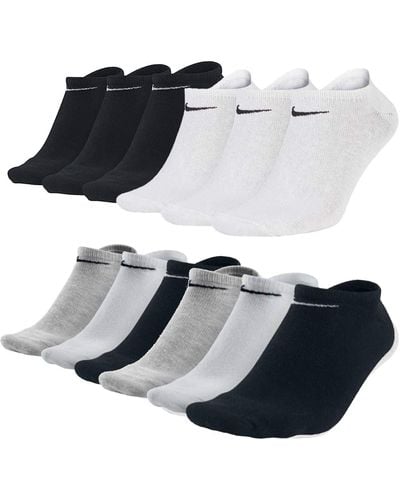 Nike Sneakersocken Socken 12 Paar Weiß Grau Schwarz Füßling - Mehrfarbig