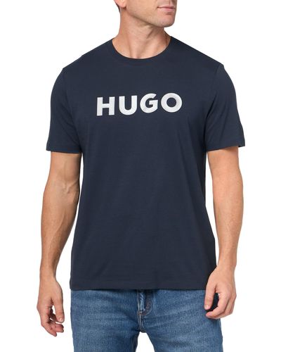 HUGO Print Logo Short Sleeve T-shirt - Blue