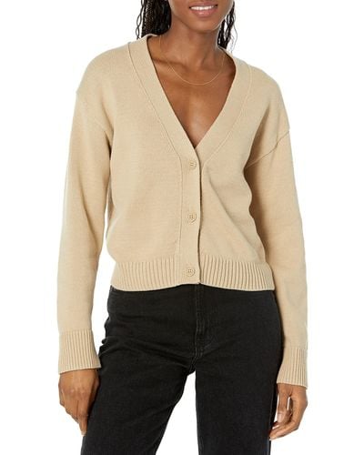 Amazon Essentials Relaxed Fit V-neck Cropped Cardigan - Natural
