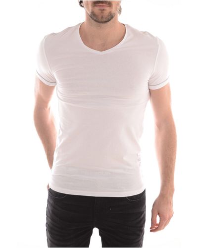 Guess V Neck S/s T-shirt - Wit