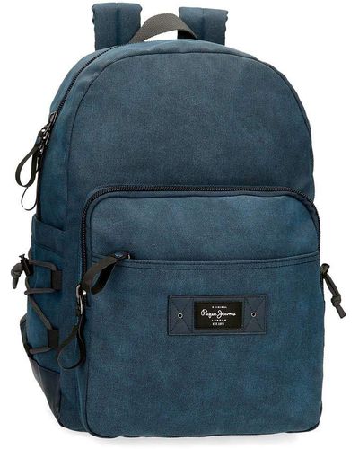 Pepe Jeans Vivac Mochila para Portátil 15,6" Azul 32x44x15 cms Algodón y PU 21,12L