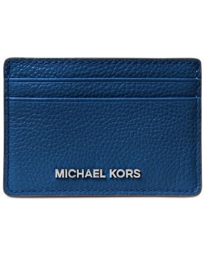 Michael Kors Jet Set Leather Card Holder Wallet In River Blue
