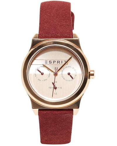 Esprit Multi Wijzerplaat Kwarts Horloge Met Lederen Armband Es1l077l0035 - Meerkleurig