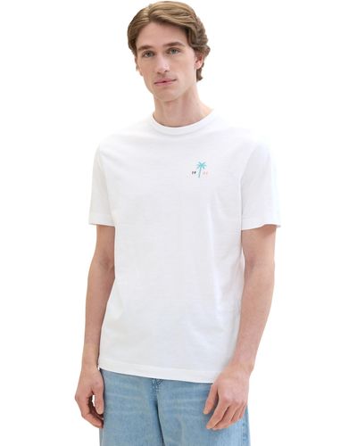 Tom Tailor Basic T-Shirt mit Struktur - Weiß