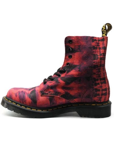 Dr. Martens S 1460 Pascal Suede Leather Purple Boots 6.5 Uk - Red