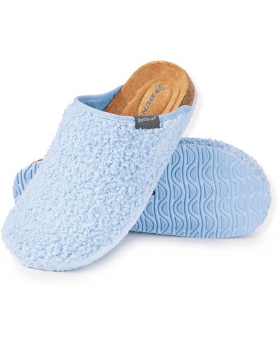 Dunlop Hausschuhe Pantoffeln mit rutschfester Sohle - Blau