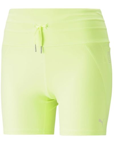 PUMA Womens Oa X High Waisted 7 Inch Athletic Shorts Running Athletic Bottoms - Yellow, Yellow, Xs