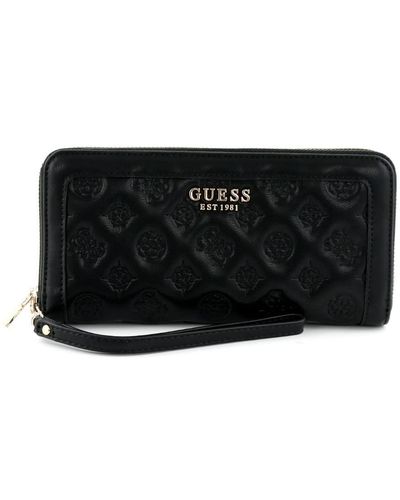 Guess Pd855846 Purse Zip Around Large Aey Slg Black Embossed As23gu01