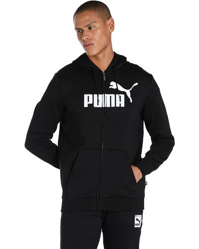 PUMA Essentials Hoodie Met Rits En Groot Logo - Zwart
