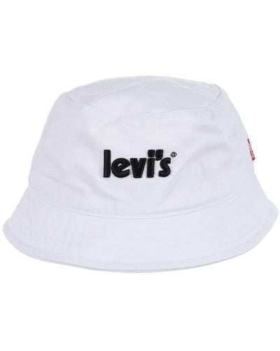 Levi's Lan Poster Logo Bucket Cap 9a8503 Headwear - White