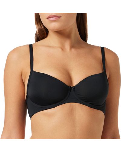 Iris & Lilly Reggiseno Demi in Microfibra Non Imbottito con Ferretto Donna - Nero