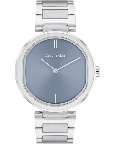 Calvin Klein Reloj Analógico de Cuarzo para mujer con Correa en Acero Inoxidable plateada - 25200250 - Azul