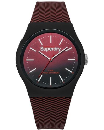 Superdry ' Urban' Quartz Plastic And Silicone Casual Watch, Color:red (model: Syg184rb) - Black