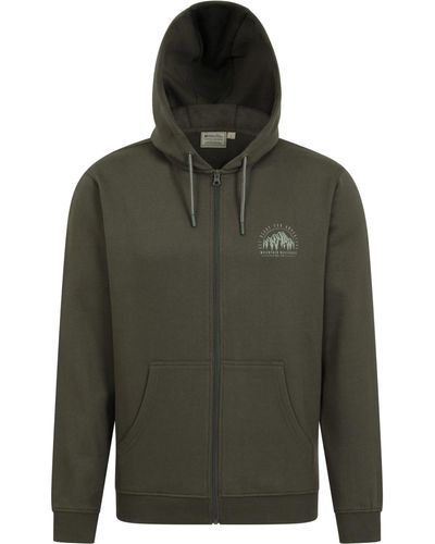 Mountain Warehouse Zip Hoodie - Cotton-polyester Blend Sweatshirt With Full-zip & Side Pockets - Best For - Green