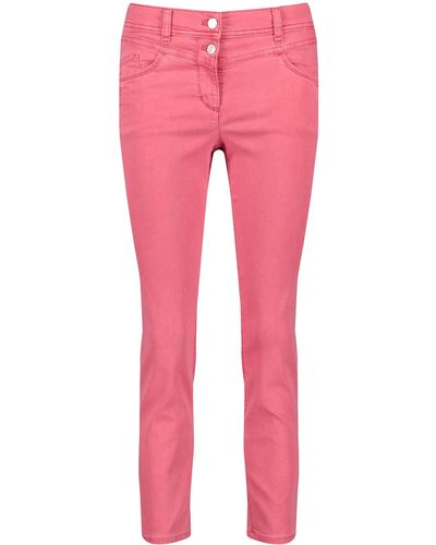 Gerry Weber 5 Pocket Jeans BEST4ME mit modischen Details unifarben 7/8 Länge Fire Nature Dyed 46 - Pink