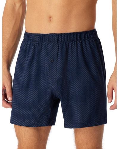 Schiesser Boxershort für Männer weich und bequem ohne Gummibund Bio Baumwolle-Cotton Casual Unterwäsche - Blau