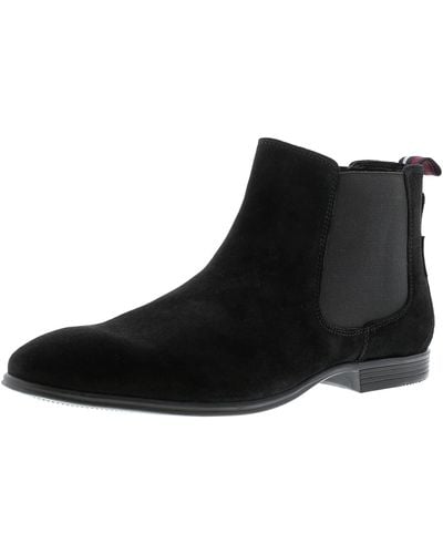 Ben Sherman Lombard Leather S Smart Boots Black Suede 8 Uk