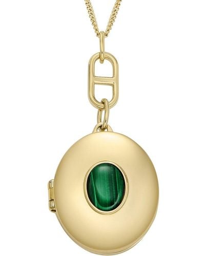 Fossil 89077087 Necklace Stainless Steel Malachite One Size - Metallic
