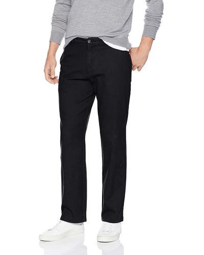Amazon Essentials Pantaloni Chino Elasticizzati Casual vestibilità Classica Uomo - Nero