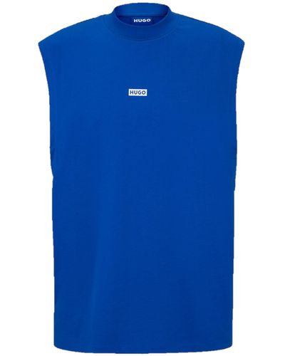 HUGO Small Logo Block Muscle Tank T-shirt - Blue