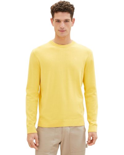 Tom Tailor Basic Crewneck Pullover aus Baumwolle - Gelb