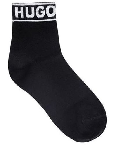 HUGO Two Pack Logo Detail Soft Cotton Socks - Black