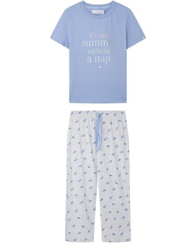 Women'secret Pijama Capri 100% algodón Vecina Rubia Juego - Azul