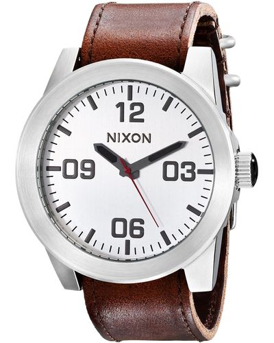 Nixon Analogue Quartz Watch With Leather Strap A243-1113 - Metallic