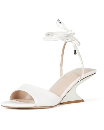 The Drop Phoenix Lace Up Sculpted Heeled Sandal - White