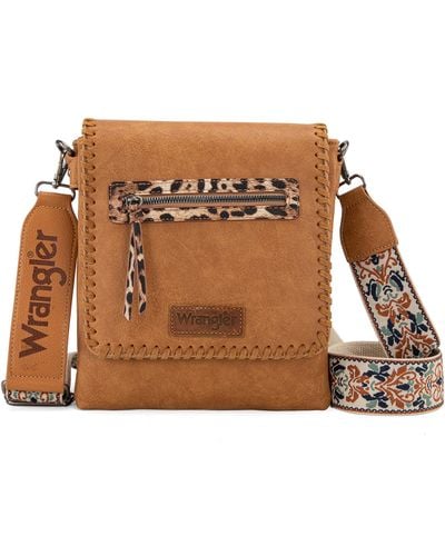 Wrangler Crossbody Bags For Western Hand Woven Satchel Purse - Brown