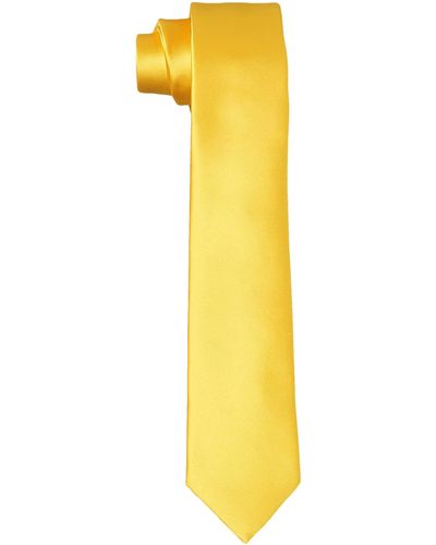 HIKARO Krawatte handgefertigt im Seidenlook 6 cm schmal - Ocker-gelb