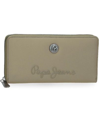Pepe Jeans Corin Wallet With Card Holder Green 19.5x10x2cm Polyester And Pu By Joumma Bags - Natural